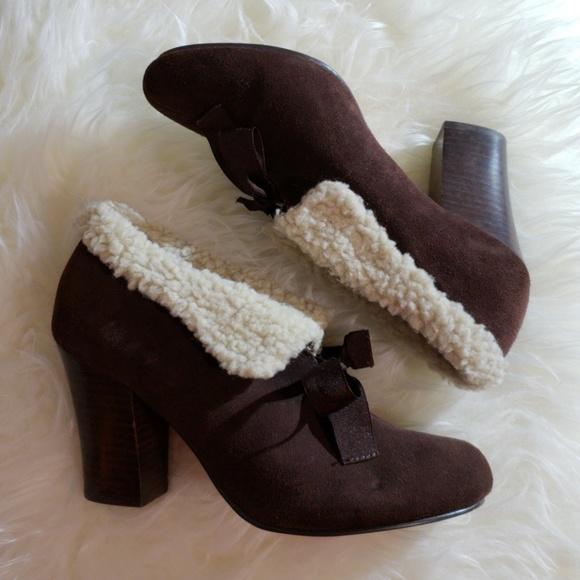 Yellow Box Shoes - Yellow Box Leather Booties Heels Size 6.5